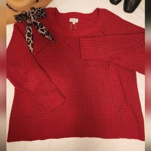 Lucky Brand Crew Neck Pointelle Sweater